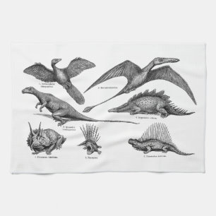 Vintage-Dinosaur-Illustration Retro-Dinosaurier Küchentuch