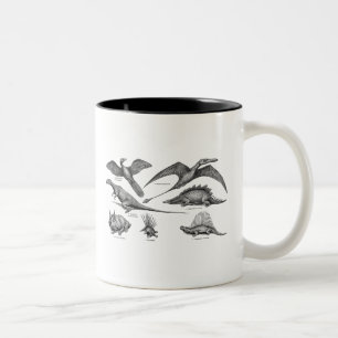 Vintage-Dinosaur-Illustration Retro-Dinosaurier Zweifarbige Tasse