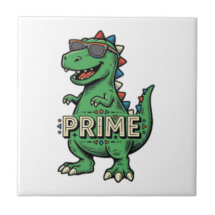 Vintage-Dinosaur-Sonnenbrille Prime-Cartoon-Shirt_ Fliese