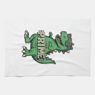 Vintage-Dinosaur-Sonnenbrille Prime-Cartoon-Shirt_ Geschirrtuch