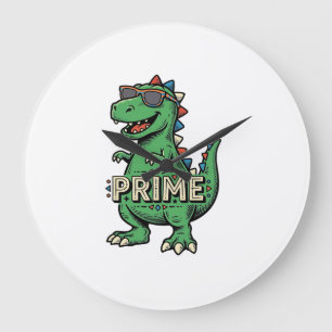 Vintage-Dinosaur-Sonnenbrille Prime-Cartoon-Shirt_ Große Wanduhr