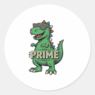 Vintage-Dinosaur-Sonnenbrille Prime-Cartoon-Shirt_ Runder Aufkleber