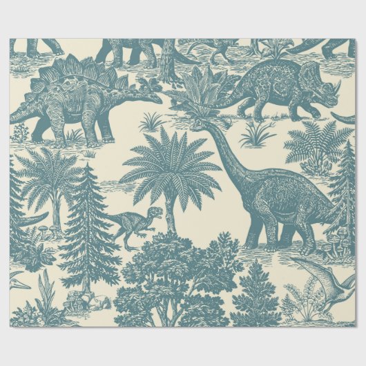 Vintage-Dinosaur-Toile-Muster  Geschenkpapier (Flach)