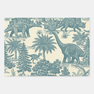 Vintage-Dinosaur-Toile-Muster Geschenkpapier Set