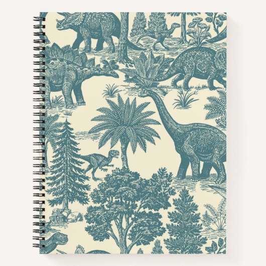 Vintage-Dinosaur-Toile-Muster Notizblock (Vorderseite)