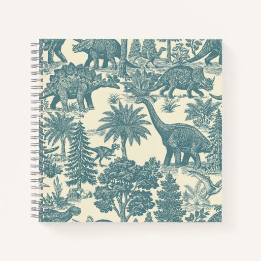 Vintage-Dinosaur-Toile-Muster Notizblock (Vorderseite)
