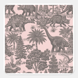 Vintage-Dinosaur-Toile-Muster Quadratischer Aufkleber