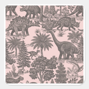 Vintage-Dinosaur-Toile-Muster Quadratischer Aufkleber