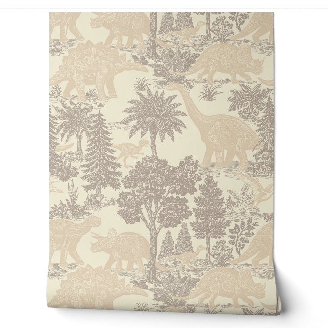 Vintage-Dinosaur-Toile-Muster Tapete (Abrollen)