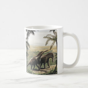 Vintage Dinosaurier, Amargasaurus mit Palmen Kaffeetasse