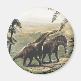 Vintage Dinosaurier, Amargasaurus mit Palmen Magnet