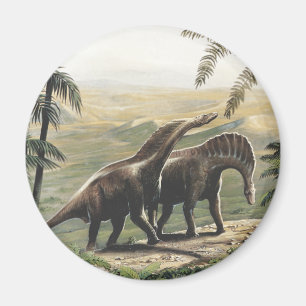 Vintage Dinosaurier, Amargasaurus mit Palmen Magnet