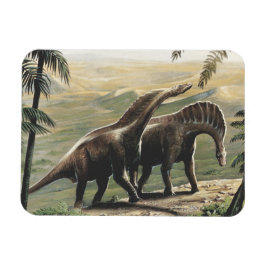 Vintage Dinosaurier, Amargasaurus mit Palmen Magnet