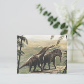 Vintage Dinosaurier, Amargasaurus mit Palmen Postkarte (Stehend Vorderseite)