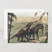 Vintage Dinosaurier, Amargasaurus mit Palmen Postkarte (Vorne/Hinten)
