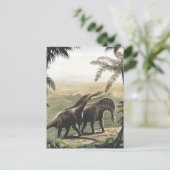 Vintage Dinosaurier, Amargasaurus mit Palmen Postkarte (Stehend Vorderseite)
