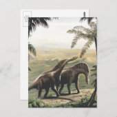 Vintage Dinosaurier, Amargasaurus mit Palmen Postkarte (Vorne/Hinten)