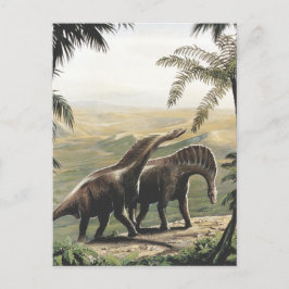 Vintage Dinosaurier, Amargasaurus mit Palmen Postkarte
