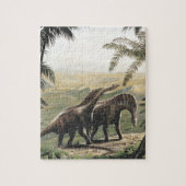 Vintage Dinosaurier, Amargasaurus mit Palmen Puzzle (Vertikal)