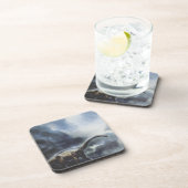 Vintage Dinosaurier, Barapasaurus mit Sturmwolken Getränkeuntersetzer (Rechte Seite)