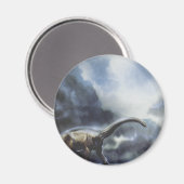 Vintage Dinosaurier, Barapasaurus mit Sturmwolken Magnet (Vorderseite/Rückseite)