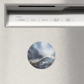 Vintage Dinosaurier, Barapasaurus mit Sturmwolken Magnet (In Situ (Geschirrspüler))