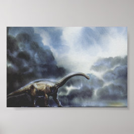 Vintage Dinosaurier, Barapasaurus mit Sturmwolken Poster