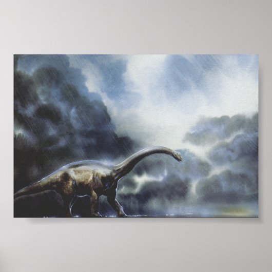 Vintage Dinosaurier, Barapasaurus mit Sturmwolken Poster (Vorne)