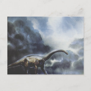 Vintage Dinosaurier, Barapasaurus mit Sturmwolken Postkarte