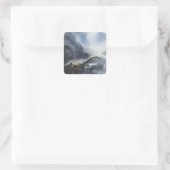 Vintage Dinosaurier, Barapasaurus mit Sturmwolken Quadratischer Aufkleber (Tasche)