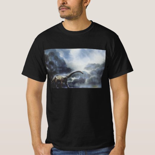 Vintage Dinosaurier, Barapasaurus mit Sturmwolken T-Shirt (Vorderseite)