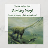 Vintage Dinosaurier, Brachiosaurus Geburtstagspart Einladung (Vorne/Hinten)