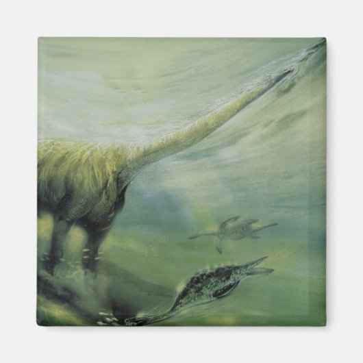 Vintage Dinosaurier, Brachiosaurus Schwimmen im Oz Magnet (Vorne)