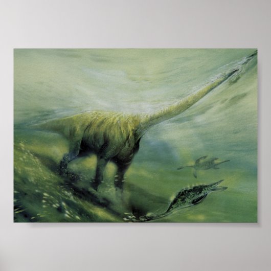 Vintage Dinosaurier, Brachiosaurus Schwimmen im Oz Poster (Vorne)