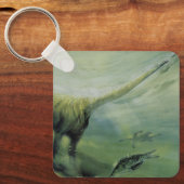 Vintage Dinosaurier, Brachiosaurus Schwimmen im Oz Schlüsselanhänger (Vorderseite)