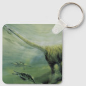 Vintage Dinosaurier, Brachiosaurus Schwimmen im Oz Schlüsselanhänger (Rückseite)