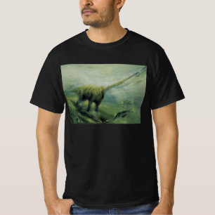 Vintage-Dinosaurier, Brachiosaurus schwimmt im Oze T-Shirt