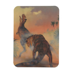 Vintage-Dinosaurier, Carnotaurus brüllt im Dschung Magnet