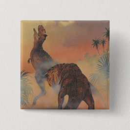 Vintage Dinosaurier, Carnotaurus Roaring im Dschun Button