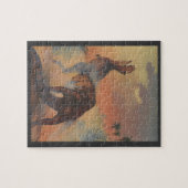 Vintage Dinosaurier, Carnotaurus Roaring im Dschun Puzzle (Horizontal)