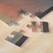 Vintage Dinosaurier, Carnotaurus Roaring im Dschun Puzzle (Seite)