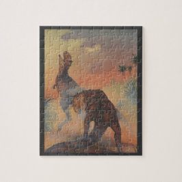 Vintage Dinosaurier, Carnotaurus Roaring im Dschun Puzzle