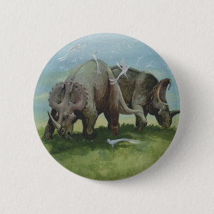 Vintage-Dinosaurier, Centrosaurus grast auf einer  Button