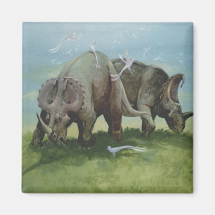 Vintage-Dinosaurier, Centrosaurus grast auf einer  Magnet