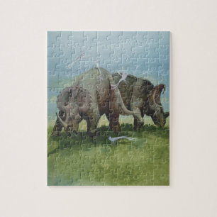 Vintage-Dinosaurier, Centrosaurus grast auf einer Puzzle