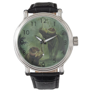Vintage Dinosaurier, Centrosaurus im Dschungel Armbanduhr