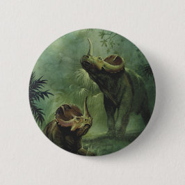 Vintage Dinosaurier, Centrosaurus im Dschungel Button