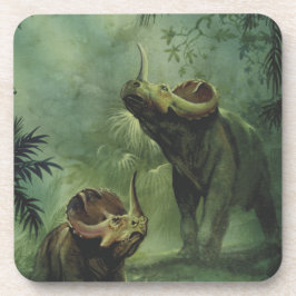 Vintage Dinosaurier, Centrosaurus im Dschungel Getränkeuntersetzer