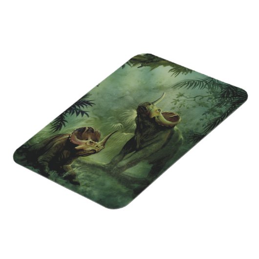 Vintage Dinosaurier, Centrosaurus im Dschungel Magnet (Linke Seite)