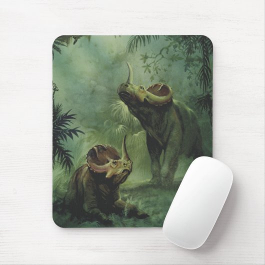 Vintage Dinosaurier, Centrosaurus im Dschungel Mousepad (Mit Mouse)